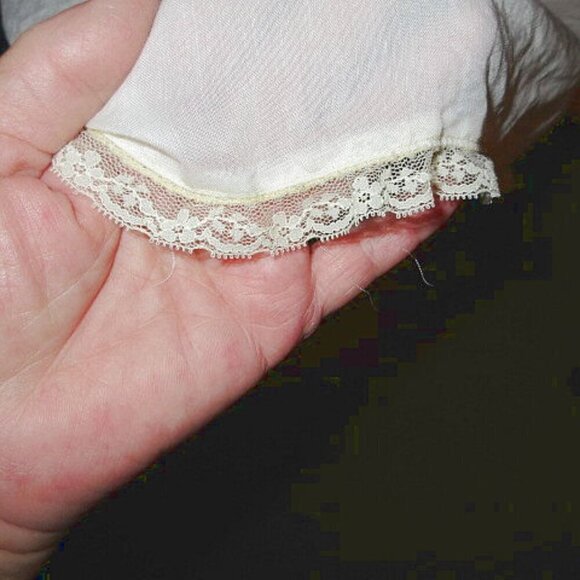 60s Vtg Dinaz Long Petticoat Waist Slip Size XL Eyelet Ruffle Tier Butter Yellow - Picture 6 of 12